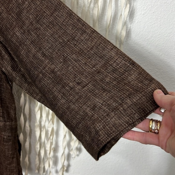 Eileen Fisher Brown Linen Jacket Size Large - Picture 11 of 13